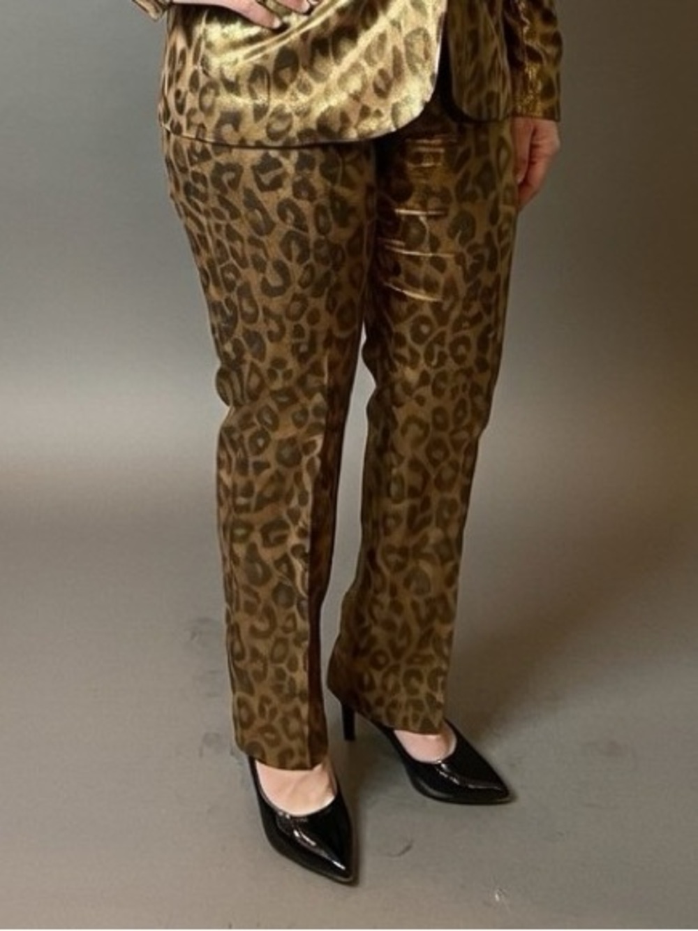 L'AGENCE Gold and Brown Leopard Trouser Pants HOT!!!!!